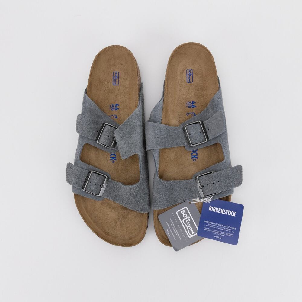 Birkenstock Men Arizona Suede Leather Sandals Basalt Gray Size 13US/46EU